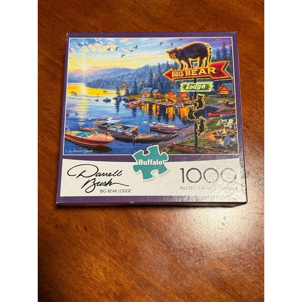 Buffalo Games Big Bear Lodge Jigsaw Puzzle 1000 Pieces Darrell Bush New Sealed